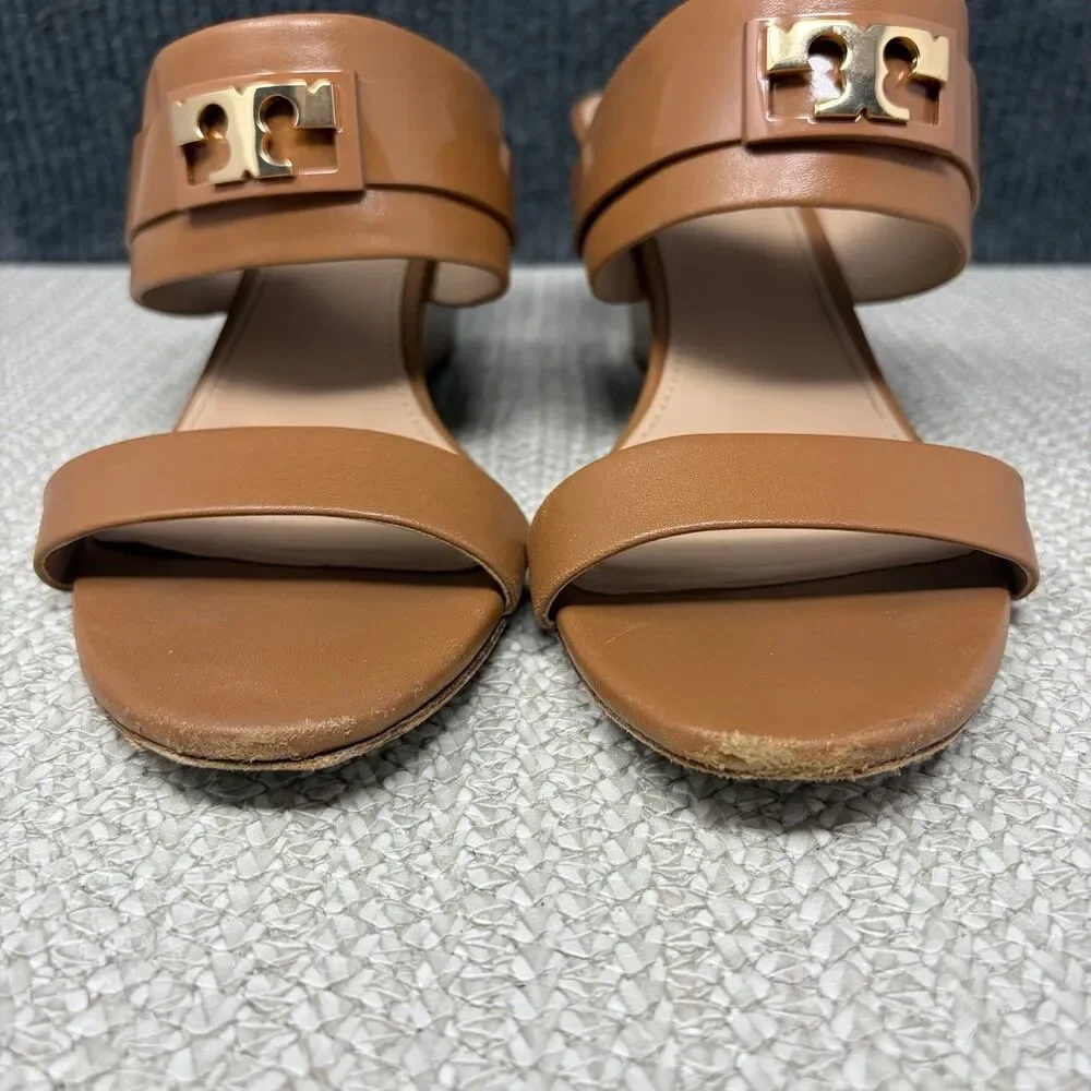 Tory Burch Gigi Wedge Sandals Strap Brown Leather Women’s 10 M